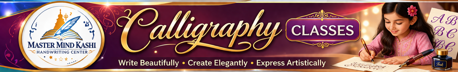 calligraphy classes banner by master mind kashi