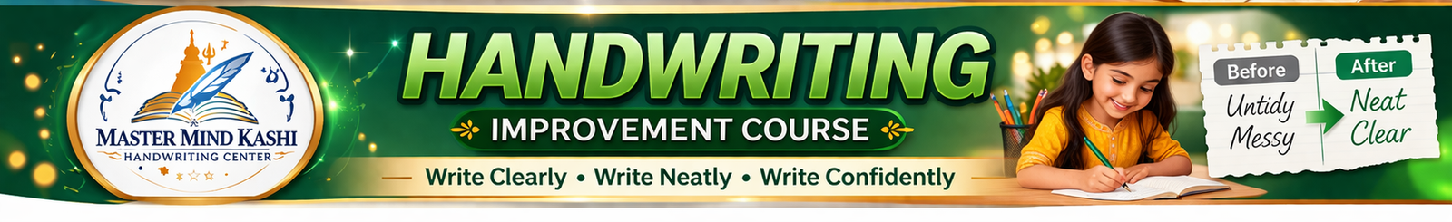 handwriting improvement course banner of master mind kashi