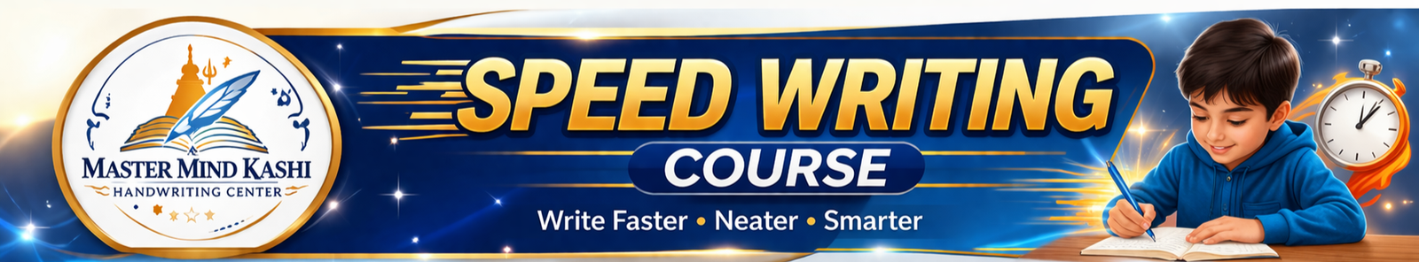 speed writing course banner by master mind kashi